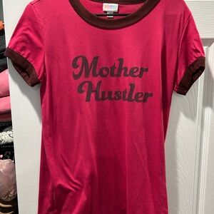 LuLaRoe Red and Brown 'Mother Hustler' Tee